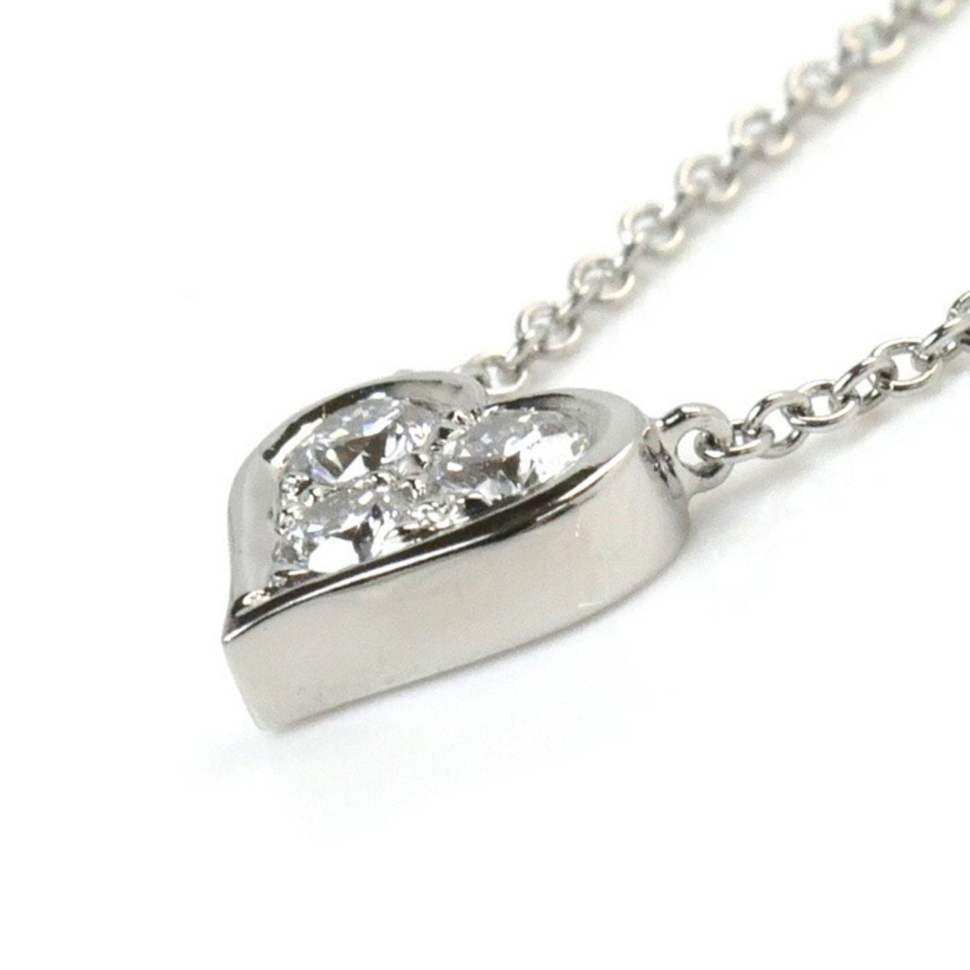 TIFFANY&Co. Tiffany Pt950 Platinum Sentimental 3P Diamond Necklace 3.3g 41cm Women's