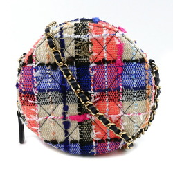 CHANEL Round Classic Chain Shoulder Bag AP0245 Tweed Multi Women's