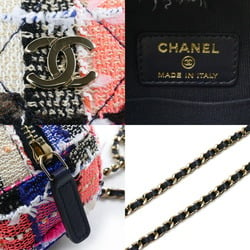 CHANEL Round Classic Chain Shoulder Bag AP0245 Tweed Multi Women's