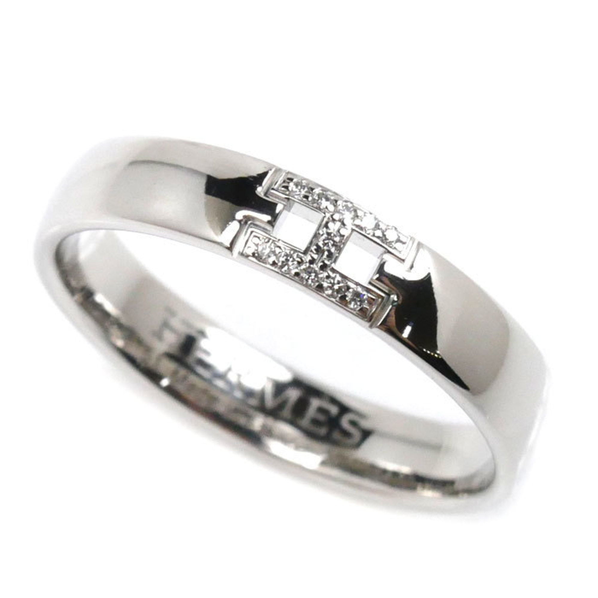 HERMES Hermes K18WG White Gold Hercules Ring Diamond Size 10.5 51 3.3g Women's