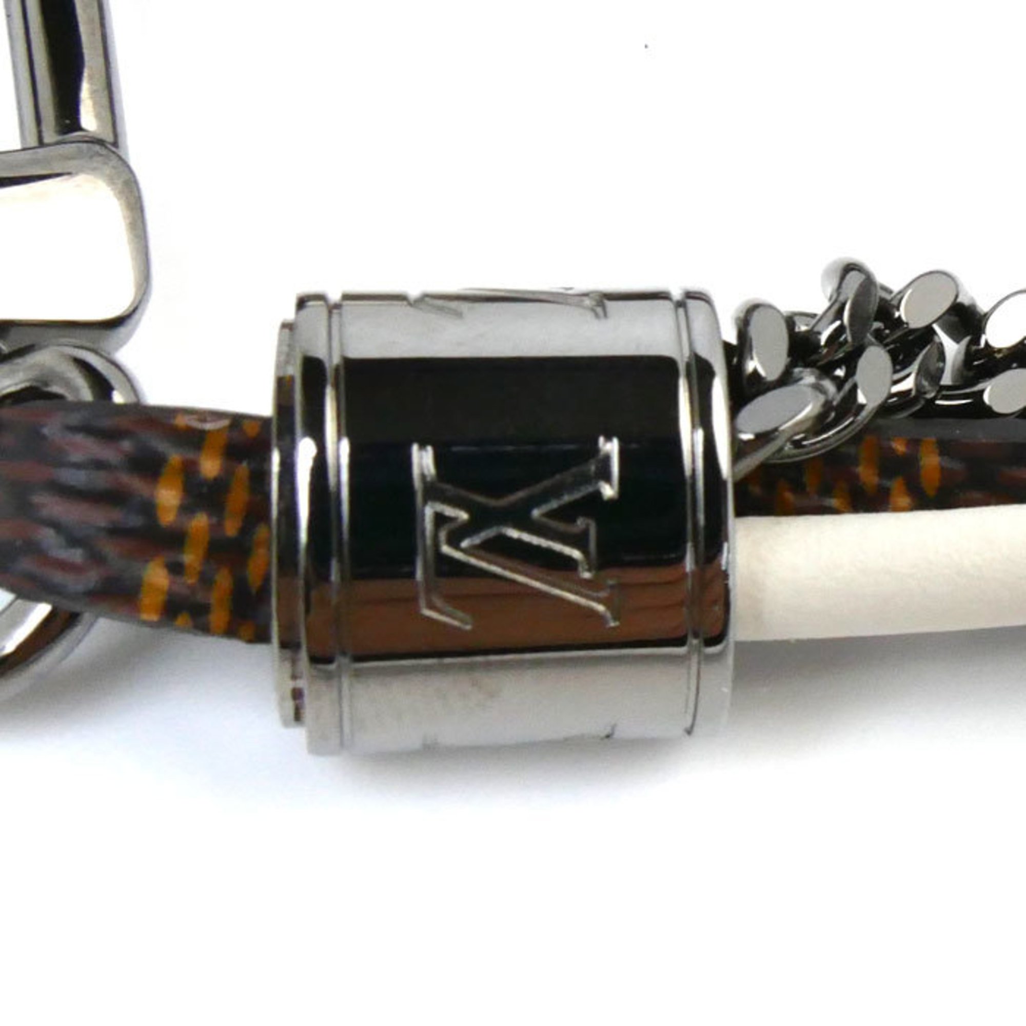 LOUIS VUITTON Louis Vuitton Damier Canvas Leather Metal Bracelet LV Treble MP190D Unisex