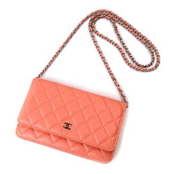 CHANEL Timeless Classic Chain Wallet Shoulder Bag Salmon Pink AP0250 Women's