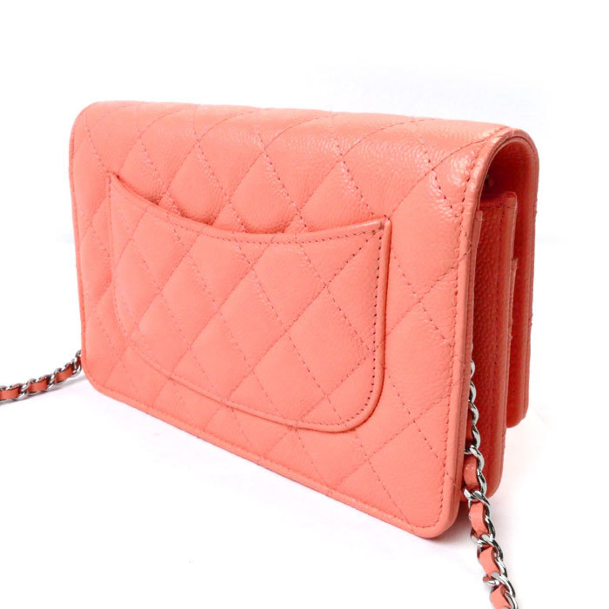 CHANEL Timeless Classic Chain Wallet Shoulder Bag Salmon Pink AP0250 Women's