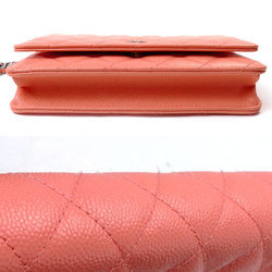 CHANEL Timeless Classic Chain Wallet Shoulder Bag Salmon Pink AP0250 Women's