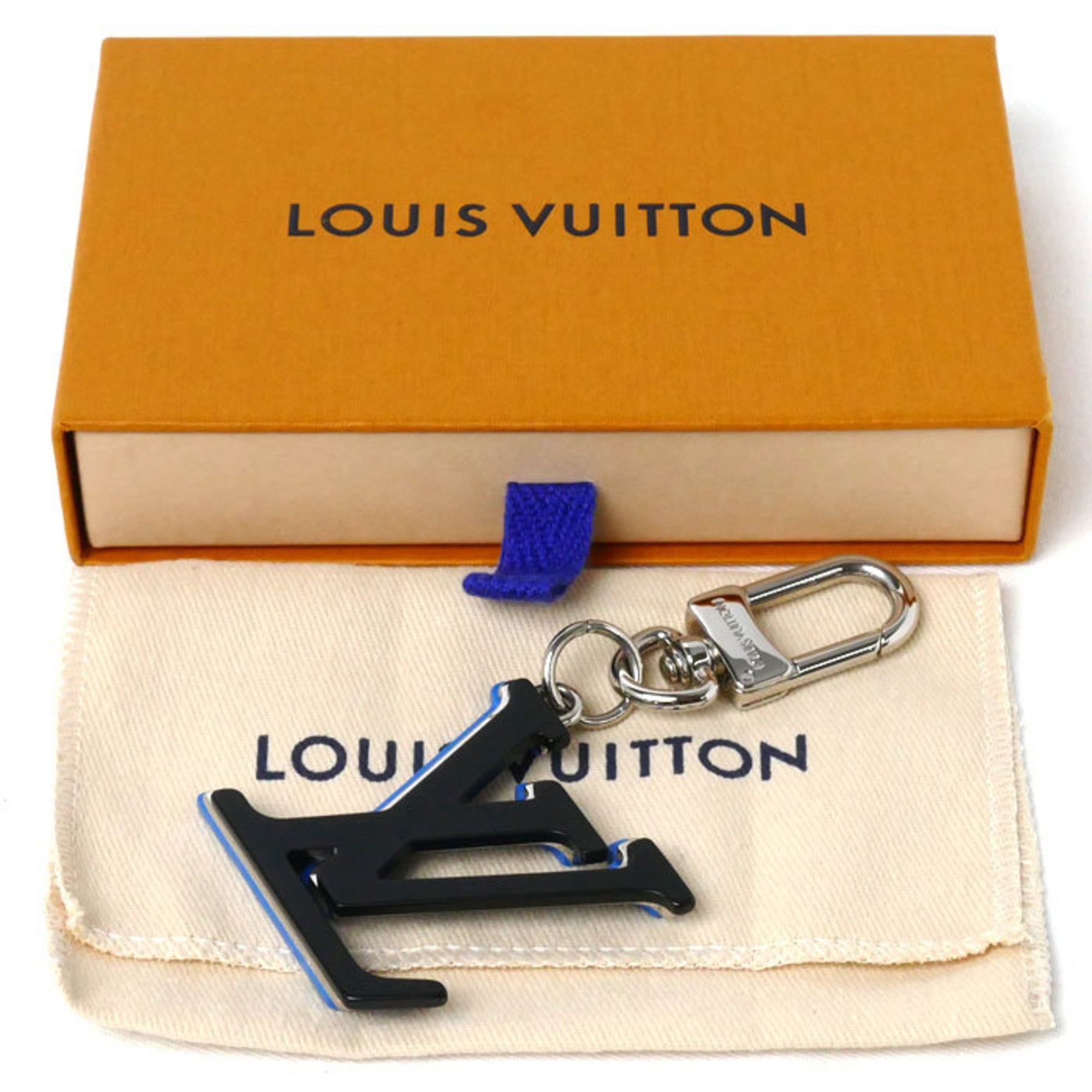 LOUIS VUITTON Louis Vuitton Bijoux Sac LV Optic Keychain Black Blue MP3336 Bag Charm Unisex