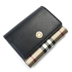 BURBERRY Lancaster Tri-fold Wallet Black Beige 8057976 Women's