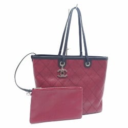 Chanel Tote Bag Wild Stitch On The Road Women's Red Caviar Skin A92211 Leather Hand Shoulder A215209