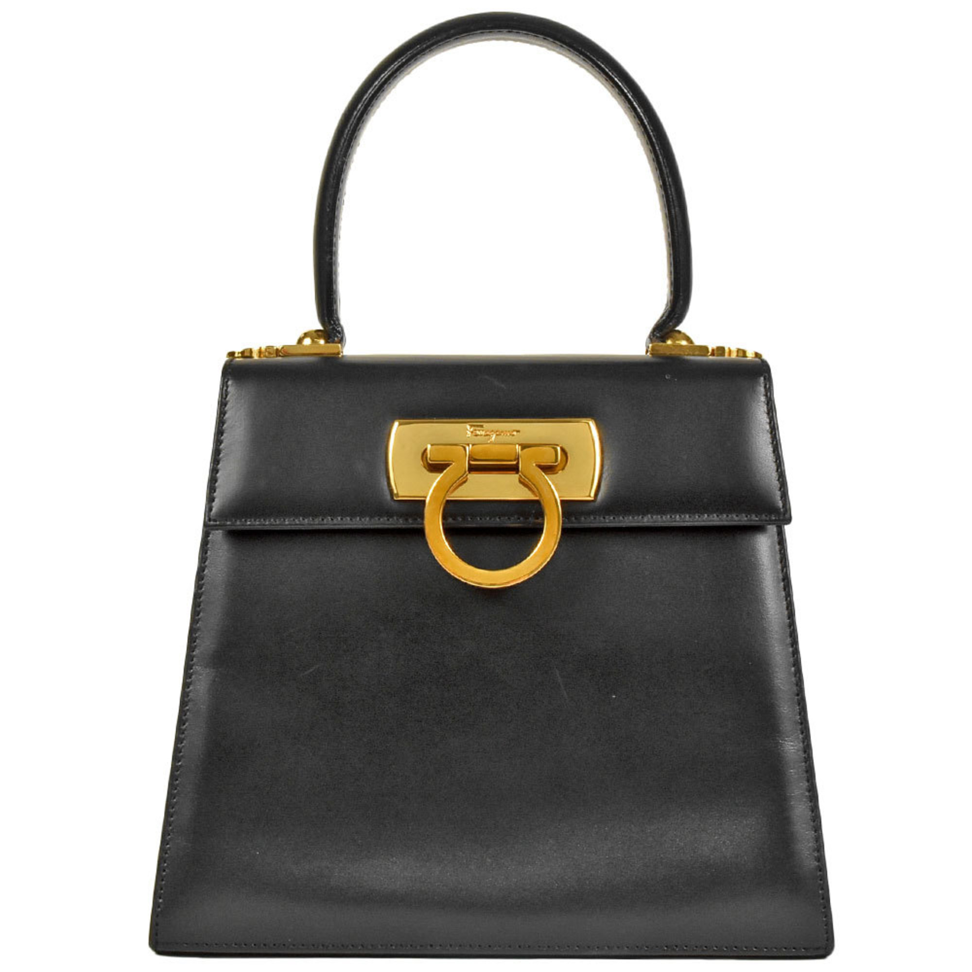 Salvatore Ferragamo Ferragamo AQ-212193 Leather Handbag, Black, Women's