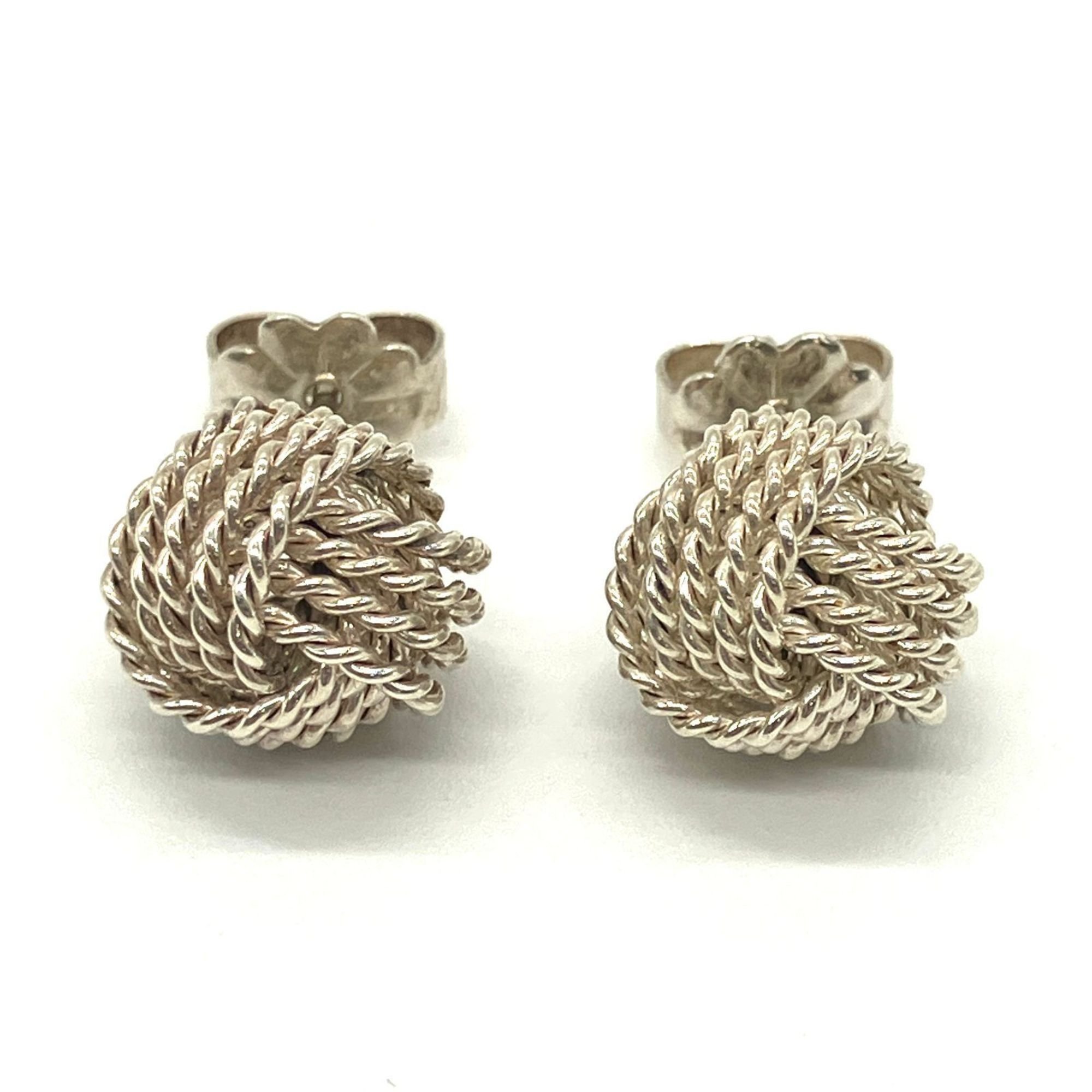 Tiffany & Co. Somerset Twist Knot Mesh Earrings, Silver SV925, Old