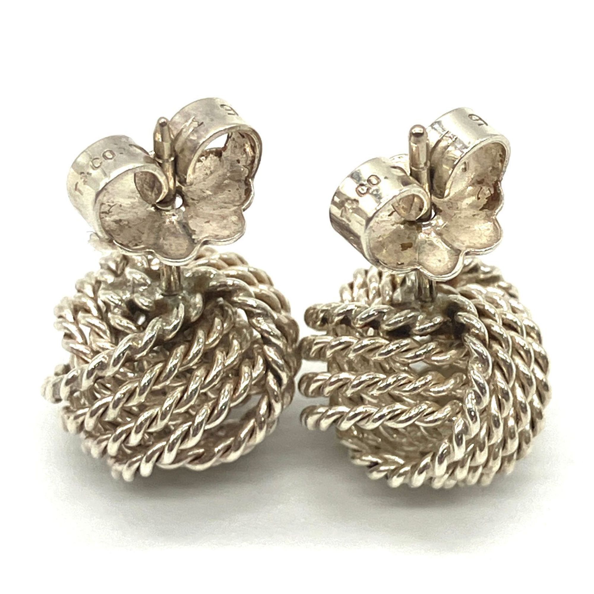 Tiffany & Co. Somerset Twist Knot Mesh Earrings, Silver SV925, Old