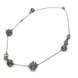 Salvatore Ferragamo Long Necklace Rhinestone Ball Gunmetal 106cm