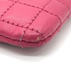 CELINE Quilted Coin Case Wallet Compact Purse Pouch Women's Pink Red C Charm