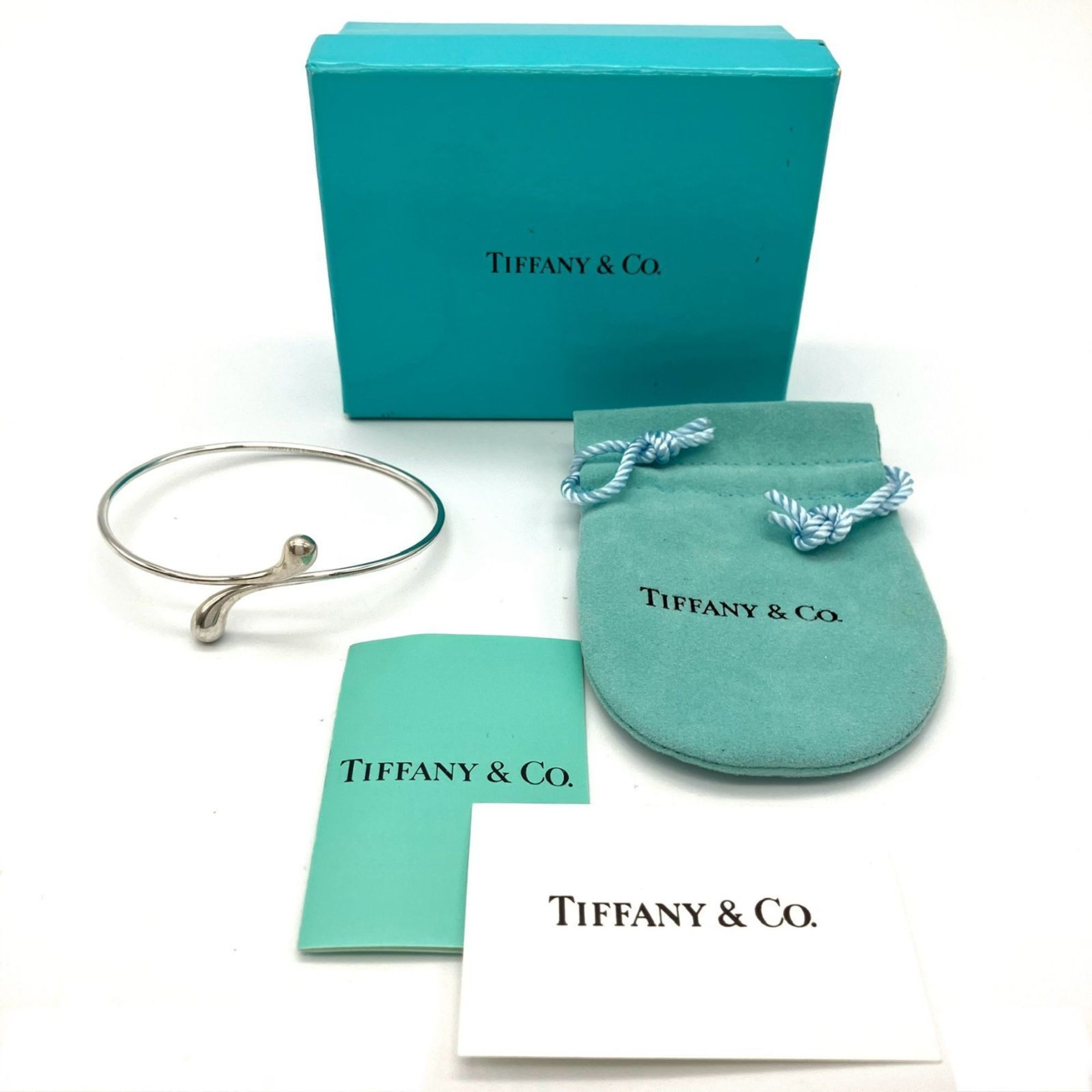 Tiffany & Co. Double Teardrop Bangle Bracelet Silver SV925 16.5cm Elsa Peretti Old