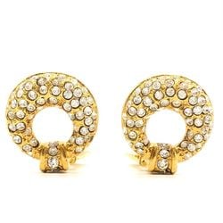 Yves Saint Laurent Rhinestone Earrings Gold Clip-on YSL