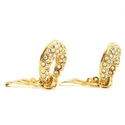 Yves Saint Laurent Rhinestone Earrings Gold Clip-on YSL