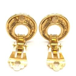 Yves Saint Laurent Rhinestone Earrings Gold Clip-on YSL