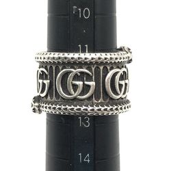 GUCCI Double G Marmont Snake Wide Ring Silver SV925 Size 12