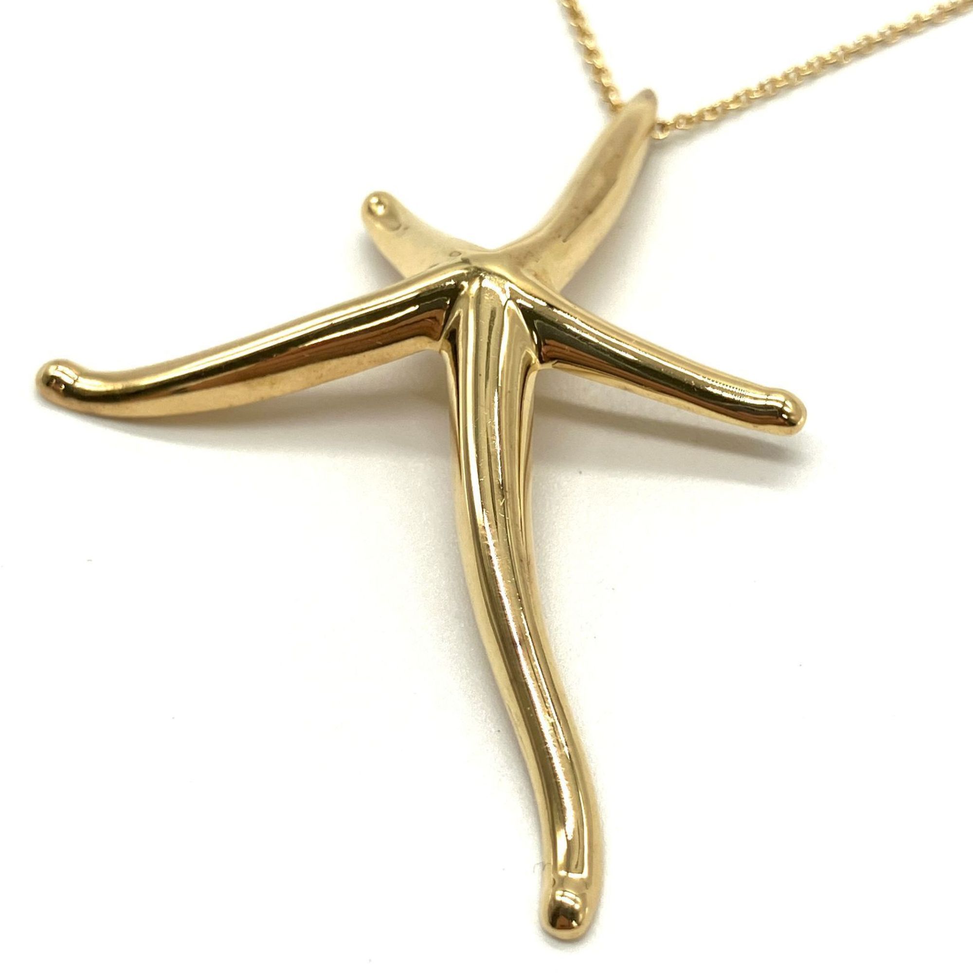 Tiffany & Co. Starfish Necklace Yellow Gold K18YG 40cm Elsa Peretti Old