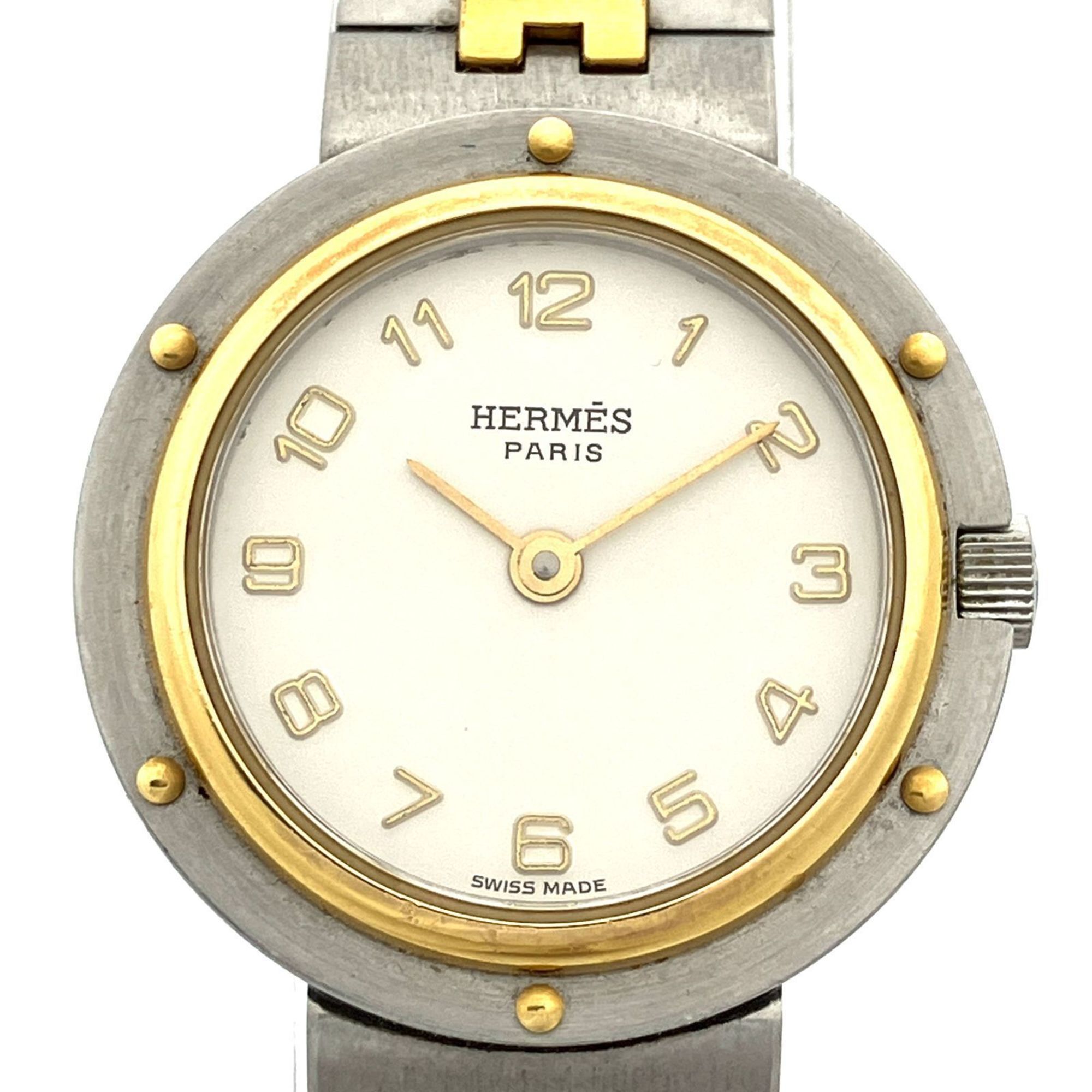 HERMES Olympia Quartz Watch Stainless Steel Combination Color