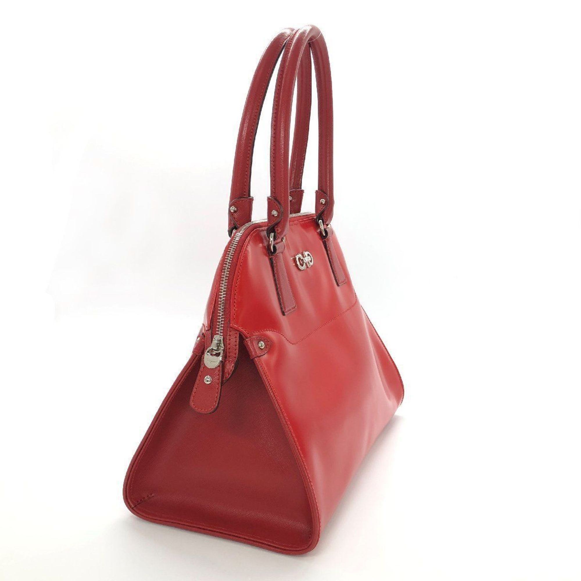 Salvatore Ferragamo Handbag Gancini Calf Leather EZ-21 C814 Red