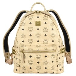 MCM Visetos Studded Rucksack Daypack Backpack MMK6SVE37IG001 Beige Women's