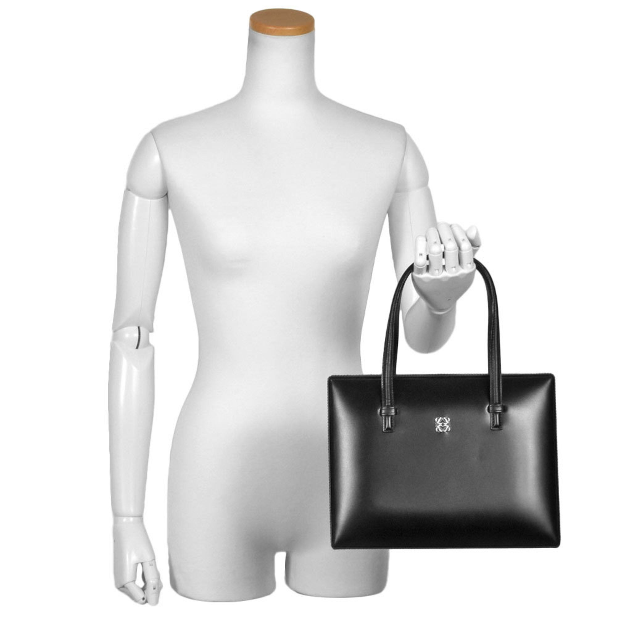 LOEWE Handbag Leather Black Square Women's