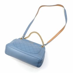 Chanel shoulder bag for women, light blue, blue leather, chain hand