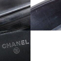 Chanel Chain Shoulder Wallet for Women, Black, Caviar Skin, Leather, Long Wallet, Coco Mark