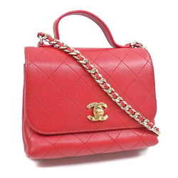 Chanel handbag, Matelasse, for women, red, lambskin, leather, chain shoulder, Coco mark