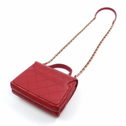 Chanel handbag, Matelasse, for women, red, lambskin, leather, chain shoulder, Coco mark