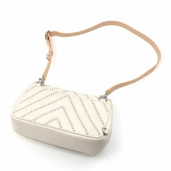 Chanel Shoulder Bag V Stitch Women's White Leather Studs Coco Mark