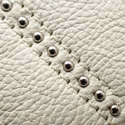 Chanel Shoulder Bag V Stitch Women's White Leather Studs Coco Mark