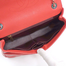 Chanel W Chain Shoulder Bag for Women, Red, Calfskin, Coco Mark, Leather