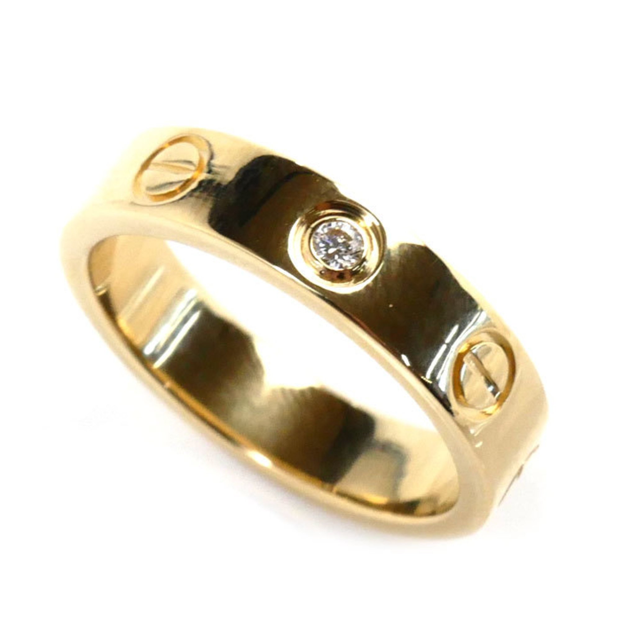 CARTIER Cartier K18YG Yellow Gold Love 1P Diamond Ring B4056147 Size 7 47 4.2g Women's