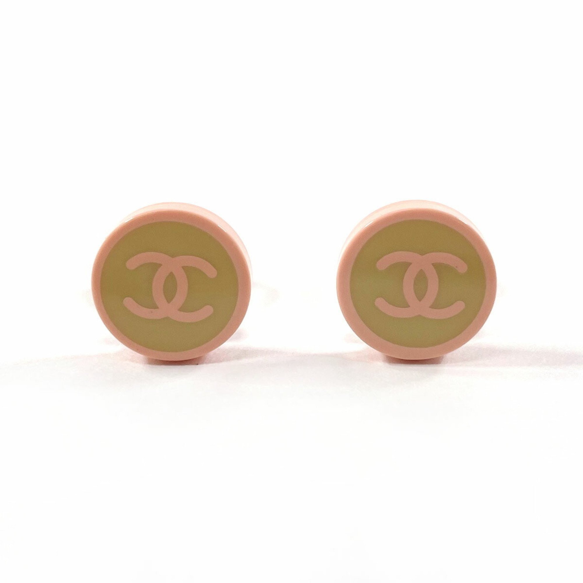 CHANEL Coco Mark Earrings Plastic Pink 05 C Stamp Women's