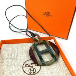 HERMES H Equipe Necklace Buffalo Horn Green Women's