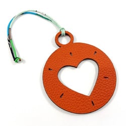 HERMES Petit h Circle in Heart Charm Taurillon Clemence/Veau Epsom Orange Women's