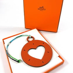 HERMES Petit h Circle in Heart Charm Taurillon Clemence/Veau Epsom Orange Women's