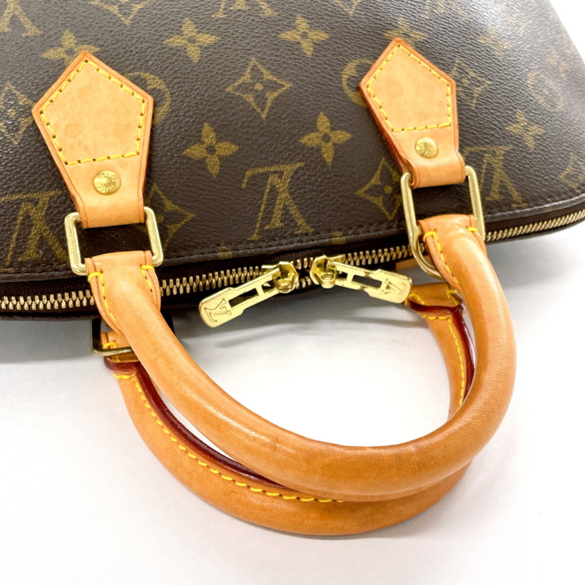 LOUIS VUITTON Alma M51130 Handbag Monogram Canvas/Nubuck Leather Brown Women's