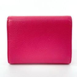 CHANEL Coin Case Coco Mark Card Leather Pink Women's