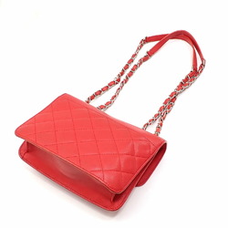 Chanel W Chain Shoulder Bag Matelasse Half Coco Women's Red Mark