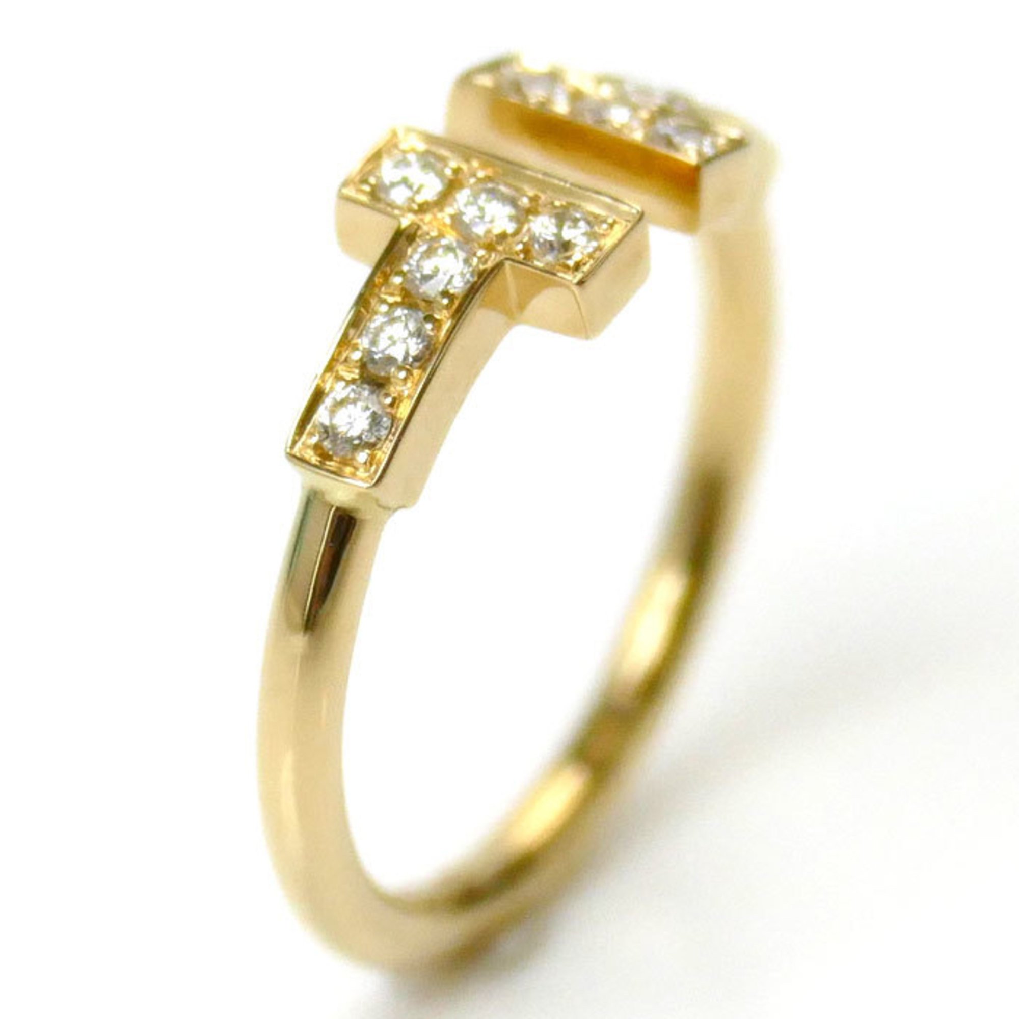 TIFFANY&Co. Tiffany K18YG Yellow Gold T-Wire Diamond Ring, Diamond, Size 7, 2.4g, Women's