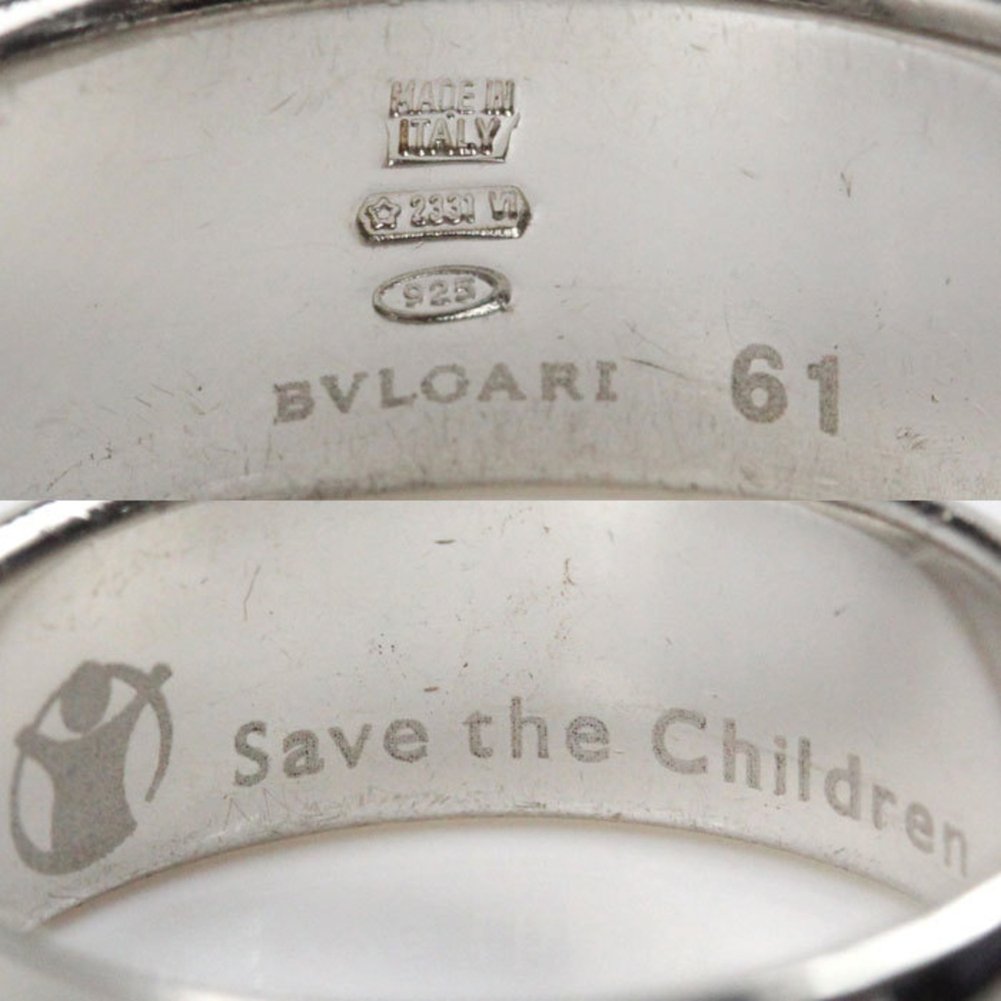 BVLGARI Bvlgari Silver 925 Save the Children Charity Ring Size 20 61 8.8g Men's