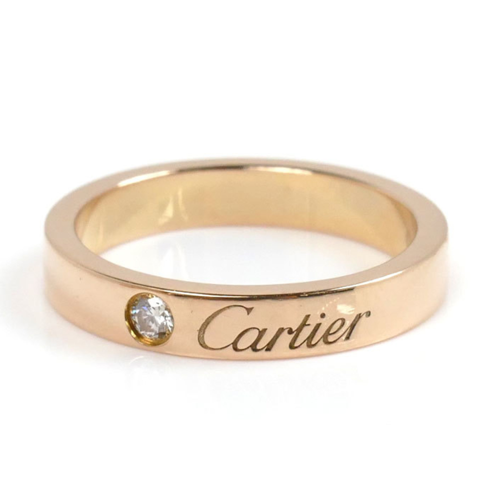 CARTIER K18PG Pink Gold C de Cartier Wedding Ring B4086448 Diamond Size 8 48 3.6g Women's