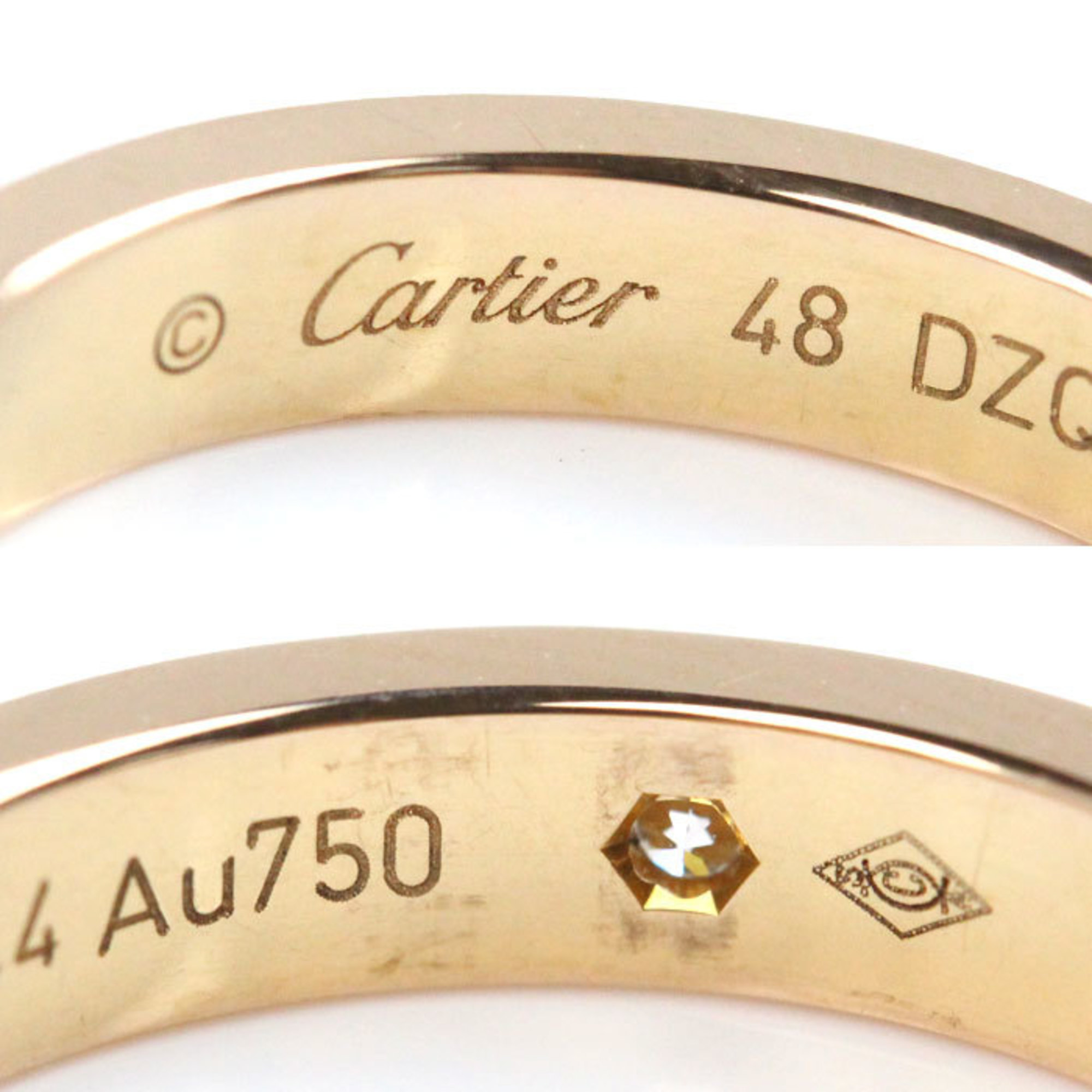 CARTIER K18PG Pink Gold C de Cartier Wedding Ring B4086448 Diamond Size 8 48 3.6g Women's