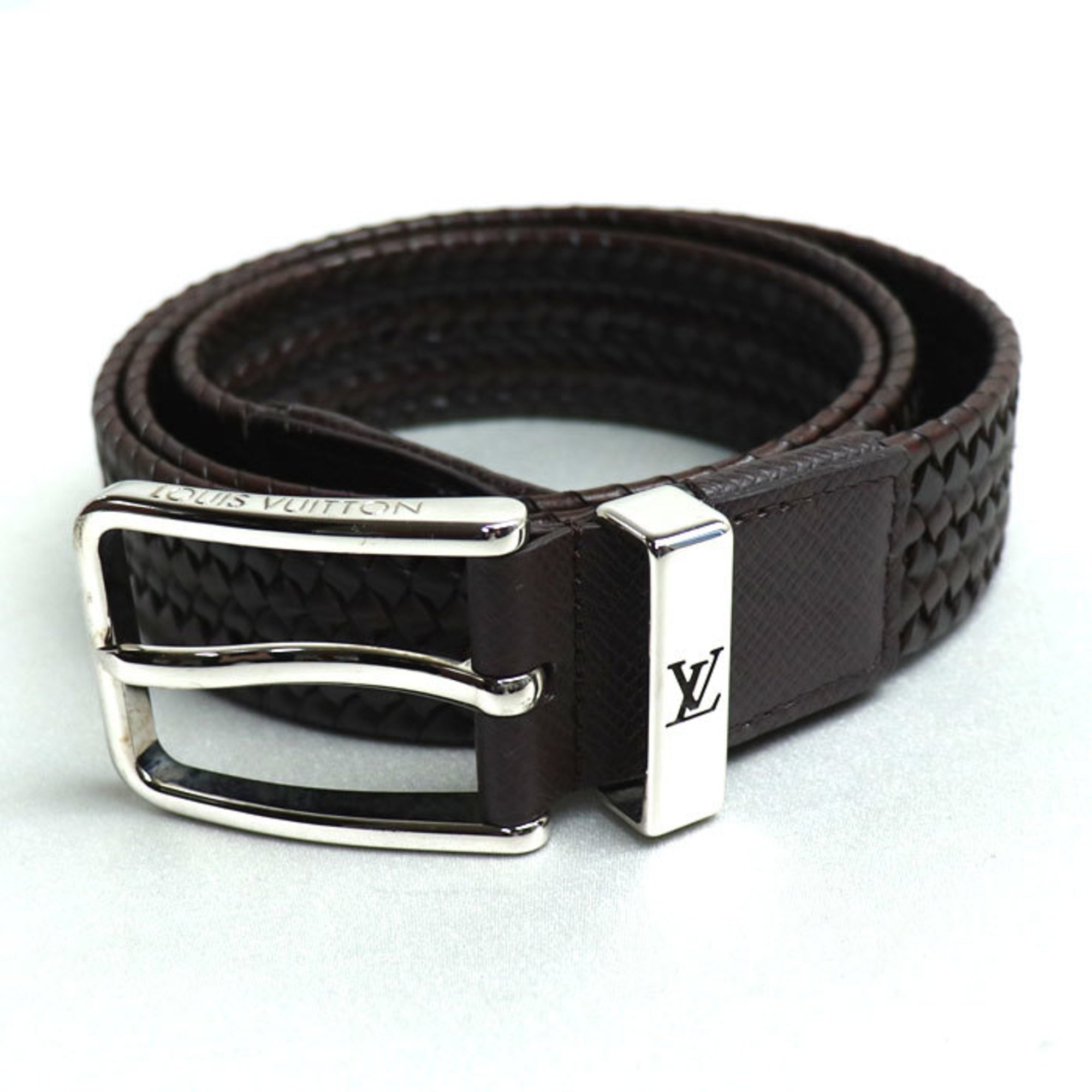 LOUIS VUITTON Louis Vuitton Santur Pont Neuf Braided Belt Brown M0372 Men's