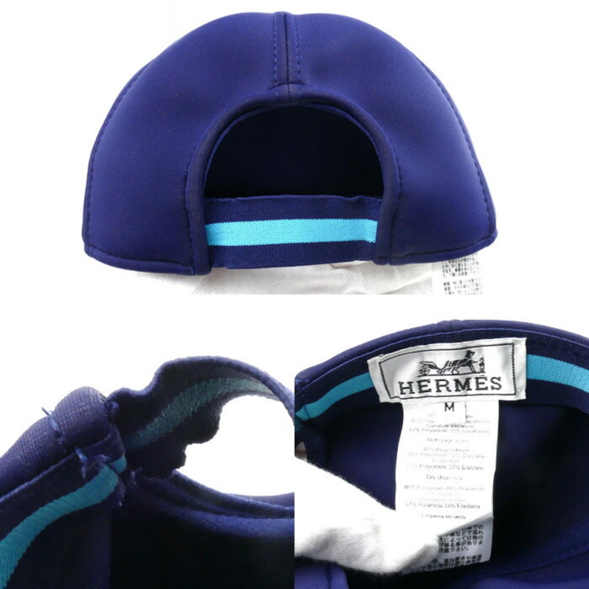 HERMES Hermes Neoban Atlantic Cap Navy M Unisex