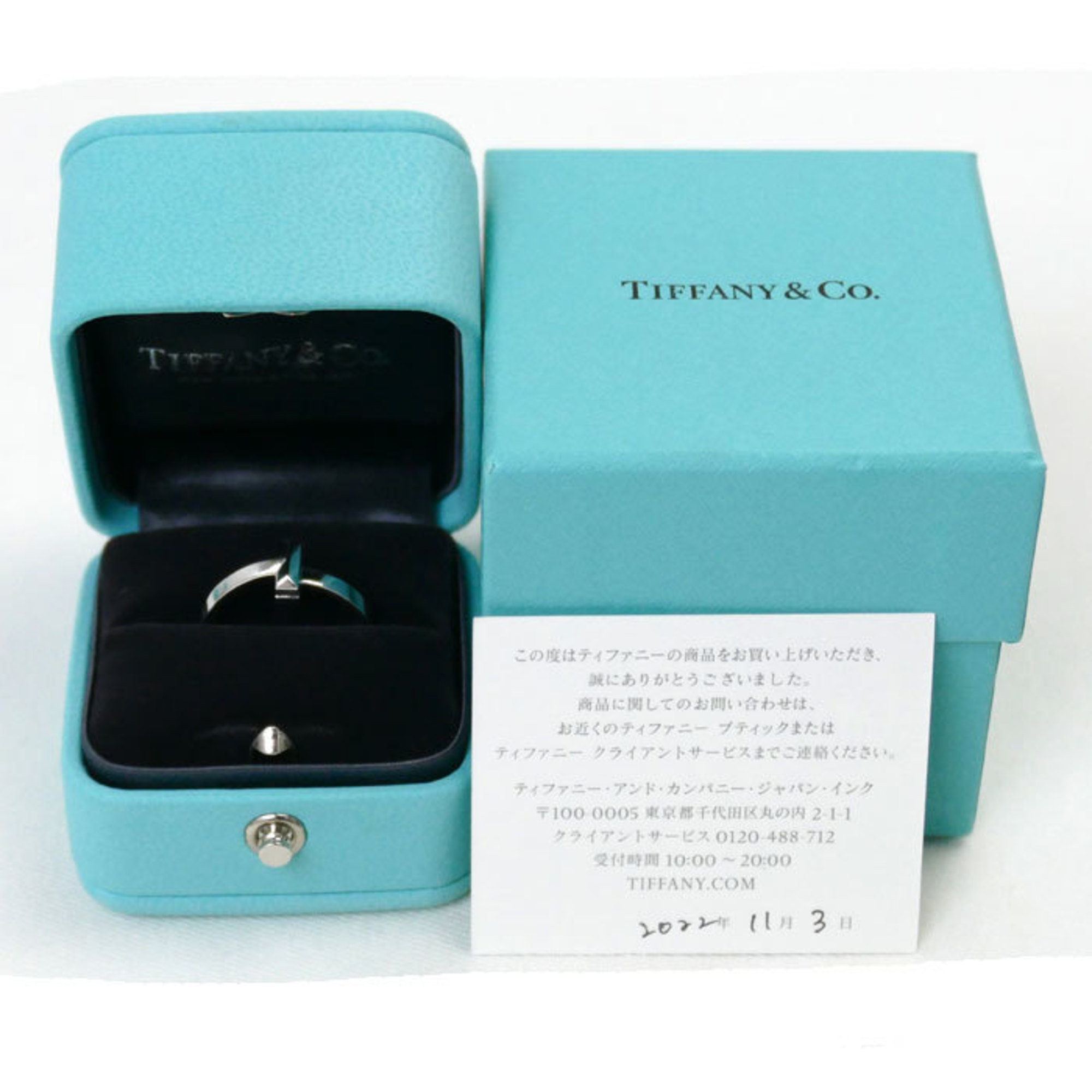 TIFFANY&Co. Tiffany K18WG White Gold T-One Narrow Ring 69278159 Size 9 4.6g Women's