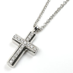 BVLGARI Bulgari K18WG White Gold Latin Cross Necklace Diamond 9.3g 44cm Women's