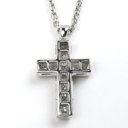 BVLGARI Bulgari K18WG White Gold Latin Cross Necklace Diamond 9.3g 44cm Women's